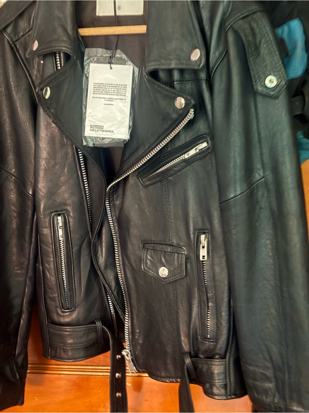 NWOT! Women's DEADWOOD Classic Leather Biker Jacket sz 36 - Picture 5 of 6